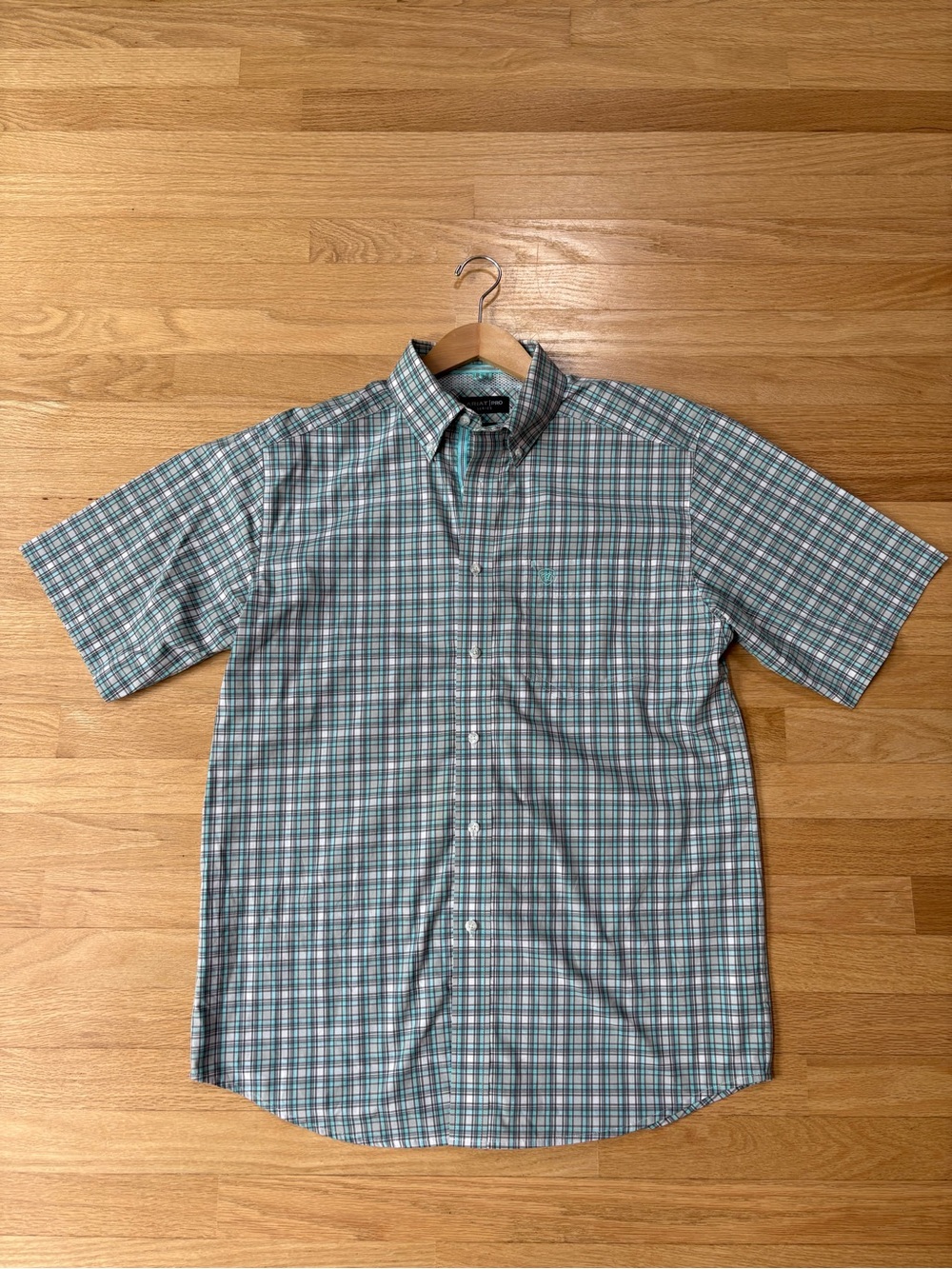 Ariat Pro Series Short-Sleeve Plaid Button-Down Shirt Size Medium